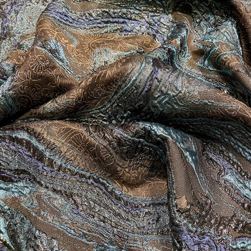 Brown silk brocade fabric