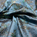 Tissu brocart de soie imprimé floral bleu canard Tissu brocart de soie imprimé floral bleu canard