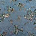 Tissu brocart de soie imprimé floral bleu canard Tissu brocart de soie imprimé floral bleu canard