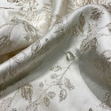 Ivory floral print silk brocade fabric