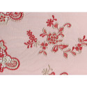 Coral embroidered tulle fabric