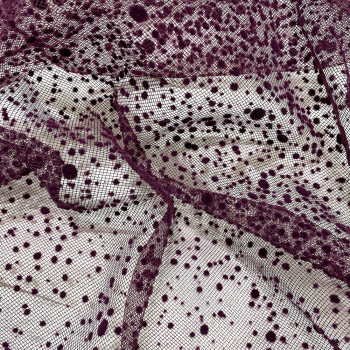 Sequined tulle plum purple constellation flocked on plum tulle