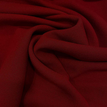 Tissu crêpe de laine 100% laine rouge foncé