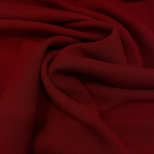 Burgundy red crepe 100% wool fabric