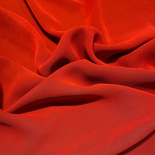 Coral red viscose georgette fabric