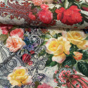 Floral and paisley print linen fabric