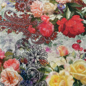 Tissu lin imprimé floral et paisley