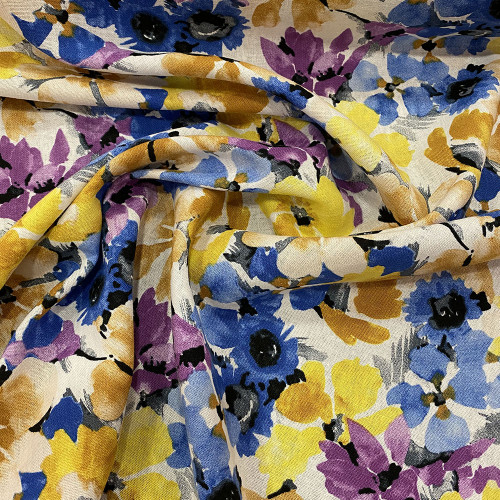 Floral print linen fabric