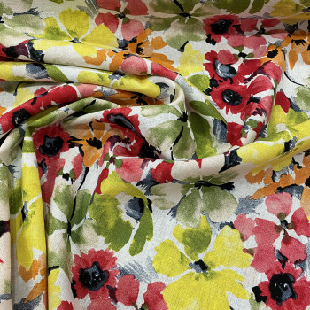 Floral print linen fabric