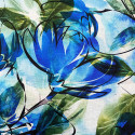 Tissu lin imprimé floral artiste bleu
