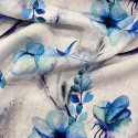 Tissu lin imprimé floral bleu
