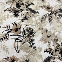 Beige floral print linen fabric