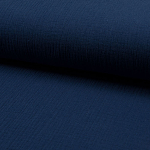 Midnight blue double gauze cotton fabric