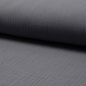 Tissu double gaze de coton gris