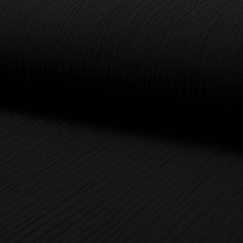 Black double gauze cotton fabric — Tissus en Ligne