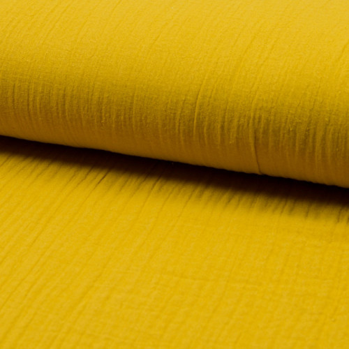 Yellow double gauze cotton fabric