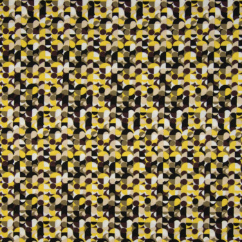 Yellow circles printed viscose fabric