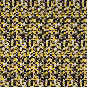 Yellow circles printed viscose fabric