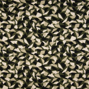 Tissu viscose imprimé éclats de verre vert kaki