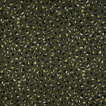 Khaki green constellation printed viscose fabric