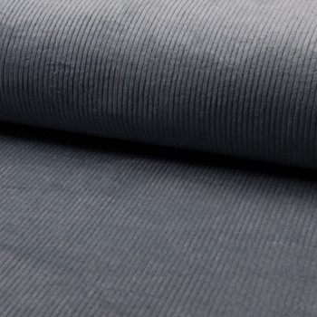 Gray blue thick ribbed corduroy fabric