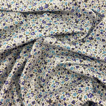 Blue floral print 100% cotton poplin fabric