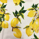 Tissu popeline 100% coton imprimé citron sur fond blanc