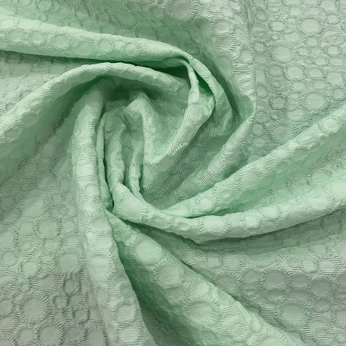 Nile green jacquard cotton piqué fabric