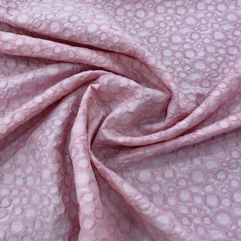 Tissu piqué de coton jacquard rose