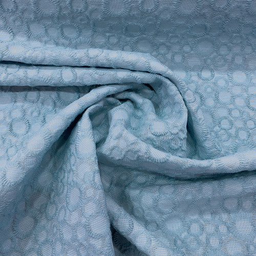 Blue jacquard cotton piqué fabric