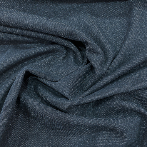 Washed blue denim stretch fabric