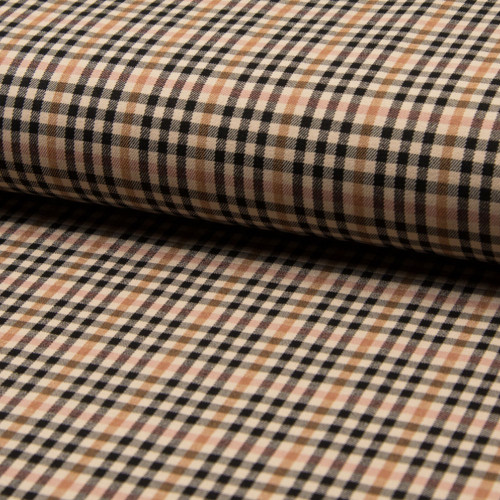 Beige and brown plaid bengaline fabric
