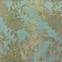 Gold metal silk jacquard fabric on Nile green chiffon