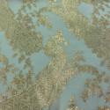 Gold metal silk jacquard fabric on Nile green chiffon