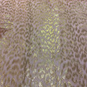 Gold metallic silk jacquard fabric on pink chiffon background