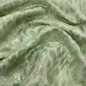 Tissu jacquard de soie tissé métal or sur fond mousseline vert eau