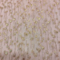 Metallic silk jacquard drops on a gold old pink muslin background