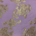 Jacquard de soie métal fleurs sur fond mousseline lilas or