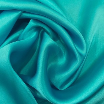 Tissu satin 100% soie bleu turquoise