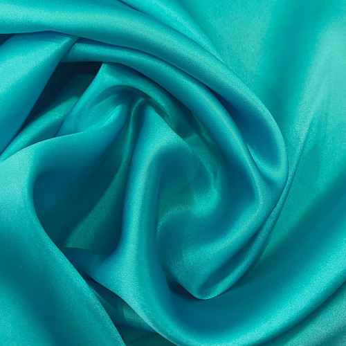 Turquoise blue satin fabric 100% silk