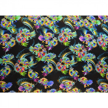 Japanese bird print silk chiffon fabric