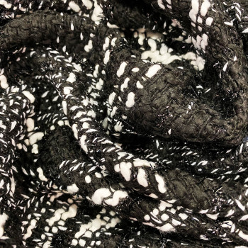 Tissu tissé et irisé effet tweed noir et blanc