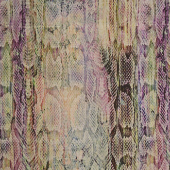 Multicolored python printed silk chiffon fabric