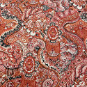 Tissu voile de coton imprimé paisley corail