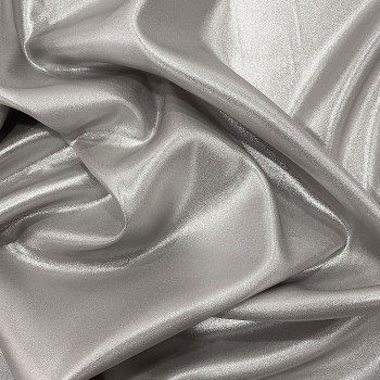 Silver grey 100% silk lamé satin fabric