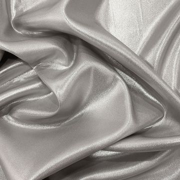 Silver grey 100% silk lamé satin fabric