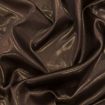 Brown lamé silk satin fabric