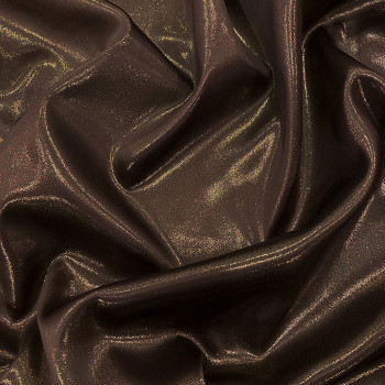 Tissu satin de soie lamé marron