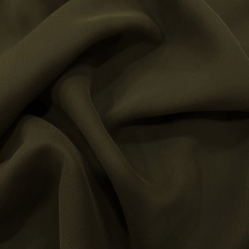 Wrinkled chiffon fabric 100% silk khaki green