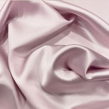 Powdery pink satin-backed 100% silk crepe fabric